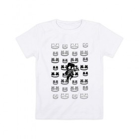 Детская футболка хлопок с принтом FORTNITE X MARSHMELLO , 100% хлопок | круглый вырез горловины, полуприлегающий силуэт, длина до линии бедер | fortnite | games | marshmello | игры | фортнайт