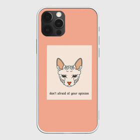 Чехол для iPhone 12 Pro Max с принтом Не боюсь твоего мнения! , Силикон |  | casual | opinion | девушкам | животные | кот | котенок | котик | сфинкс | уши
