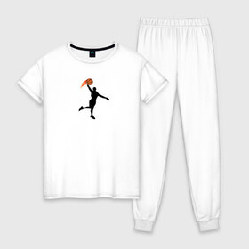 Женская пижама хлопок с принтом FlyBasket , 100% хлопок | брюки и футболка прямого кроя, без карманов, на брюках мягкая резинка на поясе и по низу штанин | 