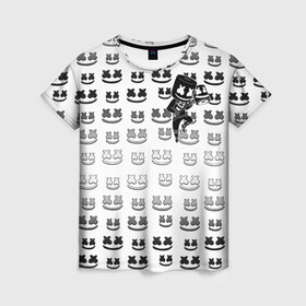 Женская футболка 3D с принтом FORTNITE X MARSHMELLO , 100% полиэфир ( синтетическое хлопкоподобное полотно) | прямой крой, круглый вырез горловины, длина до линии бедер | fortnite | games | marshmello | игры | маршмелло | фортнайт