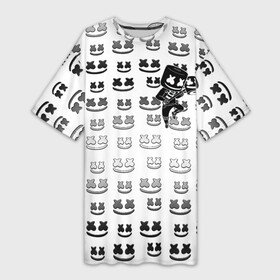 Платье-футболка 3D с принтом FORTNITE X MARSHMELLO ,  |  | fortnite | games | marshmello | игры | маршмелло | фортнайт