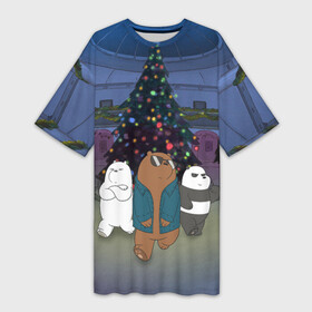 Платье-футболка 3D с принтом Cool Bears ,  |  | baby bears | bare bears | charle and bears | dsgngerzen | grizz | iсebear | panda | panpan | selfie panpan | vdgerir | we bare bears | вся правда о медведях