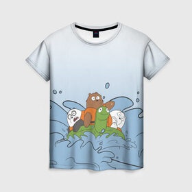 Женская футболка 3D с принтом Bears on a turtle , 100% полиэфир ( синтетическое хлопкоподобное полотно) | прямой крой, круглый вырез горловины, длина до линии бедер | baby bears | bare bears | charle and bears | dsgngerzen | grizz | iсebear | panda | panpan | selfie panpan | vdgerir | we bare bears | вся правда о медведях