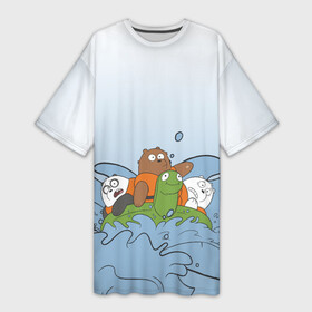 Платье-футболка 3D с принтом Bears on a turtle ,  |  | baby bears | bare bears | charle and bears | dsgngerzen | grizz | iсebear | panda | panpan | selfie panpan | vdgerir | we bare bears | вся правда о медведях