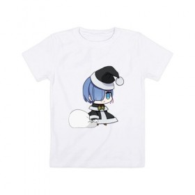 Детская футболка хлопок с принтом Рем , 100% хлопок | круглый вырез горловины, полуприлегающий силуэт, длина до линии бедер | padoru | аниме | новый год | ре зеро | рем