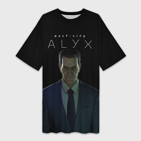 Платье-футболка 3D с принтом Half Life Alyx ,  |  | alyx | g man | gordon freeman | half life | valve | vr | аликс | валв | гордон фриман | джи мэн | халф лаййф