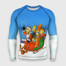 Мужской рашгард 3D с принтом Simpsons New Year ,  |  | bart | christmas | family | homer | lisa | maggie | marge | new | santa | simpson | simpsons | snow | thesimpsons | xmas | year | барт | гомер | лиза | мардж | мегги | санта | семья | симпсоны