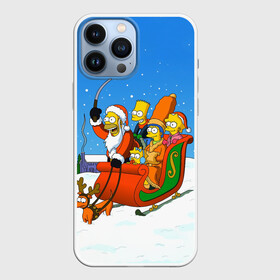 Чехол для iPhone 13 Pro Max с принтом Simpsons New Year ,  |  | Тематика изображения на принте: bart | christmas | family | homer | lisa | maggie | marge | new | santa | simpson | simpsons | snow | thesimpsons | xmas | year | барт | гомер | лиза | мардж | мегги | санта | семья | симпсоны