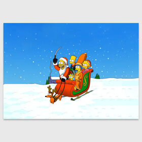 Поздравительная открытка с принтом Simpsons New Year , 100% бумага | плотность бумаги 280 г/м2, матовая, на обратной стороне линовка и место для марки
 | Тематика изображения на принте: bart | christmas | family | homer | lisa | maggie | marge | new | santa | simpson | simpsons | snow | thesimpsons | xmas | year | барт | гомер | лиза | мардж | мегги | санта | семья | симпсоны