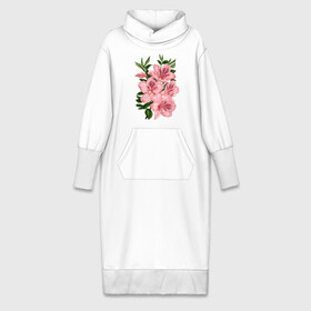 Платье удлиненное хлопок с принтом Лилии ,  |  | лилии | растение | рисунок | цветы