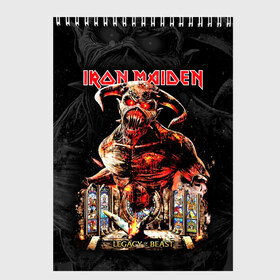 Скетчбук с принтом Iron Maiden , 100% бумага
 | 48 листов, плотность листов — 100 г/м2, плотность картонной обложки — 250 г/м2. Листы скреплены сверху удобной пружинной спиралью | heavy metal | iron maiden | metal | айрон мейден | группы | метал | музыка | рок | хеви метал