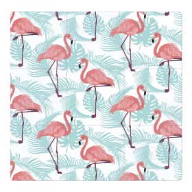 Магнитный плакат 3Х3 с принтом Тропический арт , Полимерный материал с магнитным слоем | 9 деталей размером 9*9 см | animal | bird | flamingo | pink | pnik flamingo | животные | птицы | розовый | розовый фламинго | фламинго