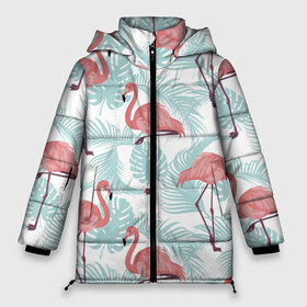 Женская зимняя куртка 3D с принтом Тропический арт , верх — 100% полиэстер; подкладка — 100% полиэстер; утеплитель — 100% полиэстер | длина ниже бедра, силуэт Оверсайз. Есть воротник-стойка, отстегивающийся капюшон и ветрозащитная планка. 

Боковые карманы с листочкой на кнопках и внутренний карман на молнии | animal | bird | flamingo | pink | pnik flamingo | животные | птицы | розовый | розовый фламинго | фламинго