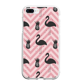 Чехол для iPhone 7Plus/8 Plus матовый с принтом Черный фламинго , Силикон | Область печати: задняя сторона чехла, без боковых панелей | animal | bird | flamingo | pink | pnik flamingo | животные | птицы | розовый | розовый фламинго | фламинго