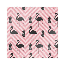 Магнит виниловый Квадрат с принтом Черный фламинго , полимерный материал с магнитным слоем | размер 9*9 см, закругленные углы | animal | bird | flamingo | pink | pnik flamingo | животные | птицы | розовый | розовый фламинго | фламинго