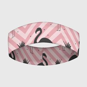 Повязка на голову 3D с принтом Черный фламинго ,  |  | animal | bird | flamingo | pink | pnik flamingo | животные | птицы | розовый | розовый фламинго | фламинго