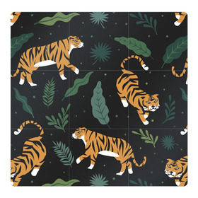 Магнитный плакат 3Х3 с принтом Тропический тигр , Полимерный материал с магнитным слоем | 9 деталей размером 9*9 см | Тематика изображения на принте: tiger | гепард | дикие кошки | животные | кот | кошки | пантера | тигр | тигры