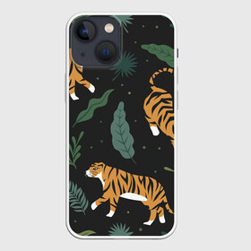 Чехол для iPhone 13 mini с принтом Тропический тигр ,  |  | tiger | гепард | дикие кошки | животные | кот | кошки | пантера | тигр | тигры