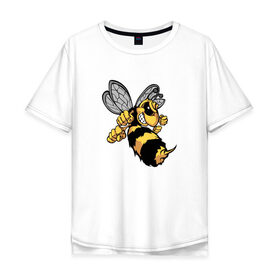 Мужская футболка хлопок Oversize с принтом Злая Пчела , 100% хлопок | свободный крой, круглый ворот, “спинка” длиннее передней части | злая пчела | пчела | рисунок