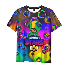 Мужская футболка 3D с принтом Brawl Stars LEON bubble , 100% полиэфир | прямой крой, круглый вырез горловины, длина до линии бедер | 2020 | android | brawl stars | crow | games | leon | mobile game | stars | бравл старс | ворон | игры | леон | мобильные игры
