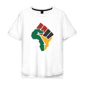 Мужская футболка хлопок Oversize с принтом Африка , 100% хлопок | свободный крой, круглый ворот, “спинка” длиннее передней части | африка | кулак | рисунок