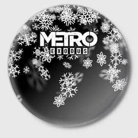 Значок с принтом Новогодний Metro Exodus ,  металл | круглая форма, металлическая застежка в виде булавки | 