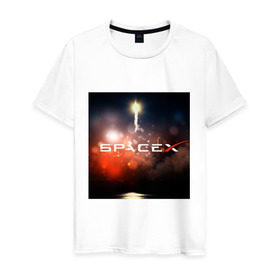 Мужская футболка хлопок с принтом Elon Musk - SpaceX , 100% хлопок | прямой крой, круглый вырез горловины, длина до линии бедер, слегка спущенное плечо. | 