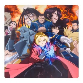 Магнитный плакат 3Х3 с принтом Fullmetal Alchemist Brotherhood , Полимерный материал с магнитным слоем | 9 деталей размером 9*9 см | anime | fullmetal alchemist brotherhood | аниме. | стальной алхимик братство | цельнометаллический алхимик братство