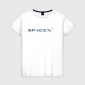 Женская футболка хлопок с принтом SPACEX - ИЛОН МАСК. , 100% хлопок | прямой крой, круглый вырез горловины, длина до линии бедер, слегка спущенное плечо | elon musk | spacex | американский предприниматель | изобретатель | илон маск | инвестор | инженер