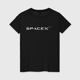Женская футболка хлопок с принтом SPACEX - ИЛОН МАСК (НА СПИНЕ). , 100% хлопок | прямой крой, круглый вырез горловины, длина до линии бедер, слегка спущенное плечо | elon musk | spacex | американский предприниматель | изобретатель | илон маск | инвестор | инженер