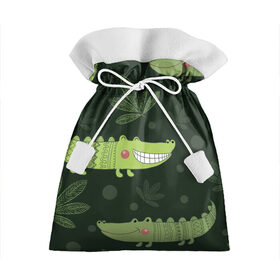 Подарочный 3D мешок с принтом Милый крокодил , 100% полиэстер | Размер: 29*39 см | Тематика изображения на принте: аллигатор | для детей | животные | крокодил