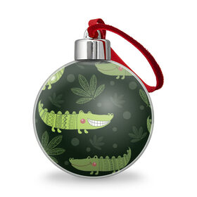 Ёлочный шар с принтом Милый крокодил , Пластик | Диаметр: 77 мм | Тематика изображения на принте: аллигатор | для детей | животные | крокодил