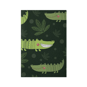 Обложка для паспорта матовая кожа с принтом Милый крокодил , натуральная матовая кожа | размер 19,3 х 13,7 см; прозрачные пластиковые крепления | Тематика изображения на принте: аллигатор | для детей | животные | крокодил