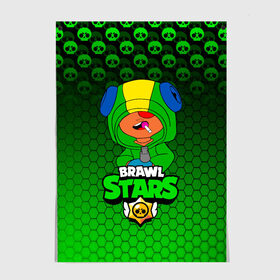 Постер с принтом BRAWL STARS - LEON. , 100% бумага
 | бумага, плотность 150 мг. Матовая, но за счет высокого коэффициента гладкости имеет небольшой блеск и дает на свету блики, но в отличии от глянцевой бумаги не покрыта лаком | brawl stars | leon | moba | бравл старс | жанр | игра | леон | лого | логотип | надпись