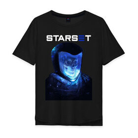 Мужская футболка хлопок Oversize с принтом Starset , 100% хлопок | свободный крой, круглый ворот, “спинка” длиннее передней части | astronaut | logo | rock | skull | space | starset | космонавт | космос | лого | рок | старсет | череп
