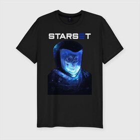 Мужская футболка хлопок Slim с принтом Starset , 92% хлопок, 8% лайкра | приталенный силуэт, круглый вырез ворота, длина до линии бедра, короткий рукав | astronaut | logo | rock | skull | space | starset | космонавт | космос | лого | рок | старсет | череп