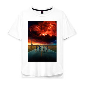 Мужская футболка хлопок Oversize с принтом Постер Stranger Things 1 , 100% хлопок | свободный крой, круглый ворот, “спинка” длиннее передней части | 