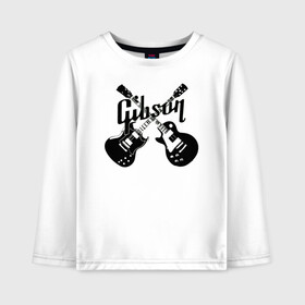 Детский лонгслив хлопок с принтом Gibson , 100% хлопок | круглый вырез горловины, полуприлегающий силуэт, длина до линии бедер | custom guitar | gibson | gibson usa | grover | guitar | hard rock | les paul | lespol | metal | punk | rock | sg | sg300 | sg400 | гибсон | гитара | гитары | лес пол | леспаул | леспол | панк | рок | хард рок | хардрок