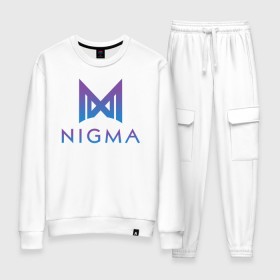 Женский костюм хлопок с принтом Nigma esports , 100% хлопок | на свитшоте круглая горловина, мягкая резинка по низу. Брюки заужены к низу, на них два вида карманов: два 