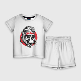 Детский костюм с шортами 3D с принтом Череп ,  |  | skull | камикадзе | кости | очки | череп