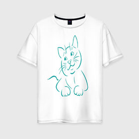 Женская футболка хлопок Oversize с принтом Котик , 100% хлопок | свободный крой, круглый ворот, спущенный рукав, длина до линии бедер
 | котик | коты | кошечка