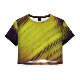 Женская футболка Cropp-top с принтом Золотой штрих , 100% полиэстер | круглая горловина, длина футболки до линии талии, рукава с отворотами | золотое | интересное | летние | осеннее | солнечное | цветное