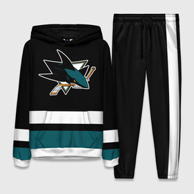 Женский костюм 3D (с толстовкой) с принтом Сан Хосе Шаркс ,  |  | hockey | nhl | san jose | san jose sharks | sharks | usa | нхл | сан хосе | сан хосе шаркс | спорт | сша | хоккей | шайба | шаркс