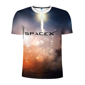 Мужская футболка 3D спортивная с принтом SpaceX 3D , 100% полиэстер с улучшенными характеристиками | приталенный силуэт, круглая горловина, широкие плечи, сужается к линии бедра | elon musk | spacex | илон маск