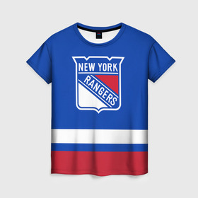 Женская футболка 3D с принтом Нью-Йорк Рейнджерс НХЛ , 100% полиэфир ( синтетическое хлопкоподобное полотно) | прямой крой, круглый вырез горловины, длина до линии бедер | hockey | new york | new york rangers | nhl | rangers | usa | нхл | нью йорк | нью йорк рейнджерс | рейнджерс | спорт | сша | хоккей | шайба