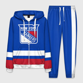 Мужской костюм 3D с принтом Нью-Йорк Рейнджерс НХЛ , 100% полиэстер | Манжеты и пояс оформлены тканевой резинкой, двухслойный капюшон со шнурком для регулировки, карманы спереди | hockey | new york | new york rangers | nhl | rangers | usa | нхл | нью йорк | нью йорк рейнджерс | рейнджерс | спорт | сша | хоккей | шайба