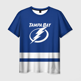 Мужская футболка 3D с принтом Тампа-Бэй Лайтнинг НХЛ , 100% полиэфир | прямой крой, круглый вырез горловины, длина до линии бедер | hockey | lightning | nhl | tampa bay | tampa bay lightning | usa | лайтнинг | нхл | спорт | сша | тампа бэй | тампа бэй лайтнинг | хоккей | шайба