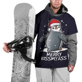Накидка на куртку 3D с принтом Santa penguin , 100% полиэстер |  | christmas | claus | jingle | merry | santa | елка | игрушки | клаус | клюв | колокольчик | новый год | олени | пингвин | подарок | праздник | рождество | санта | снег | снежинки | шапка