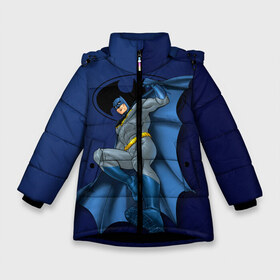 Зимняя куртка для девочек 3D с принтом Batman Justice League , ткань верха — 100% полиэстер; подклад — 100% полиэстер, утеплитель — 100% полиэстер. | длина ниже бедра, удлиненная спинка, воротник стойка и отстегивающийся капюшон. Есть боковые карманы с листочкой на кнопках, утяжки по низу изделия и внутренний карман на молнии. 

Предусмотрены светоотражающий принт на спинке, радужный светоотражающий элемент на пуллере молнии и на резинке для утяжки. | batman | bruce wayne | dc comics | justice league | shtatjl | superhero | бэтмен | лига справедливости