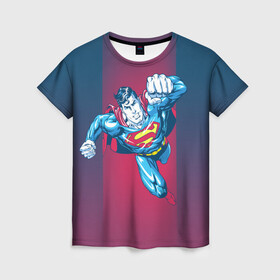 Женская футболка 3D с принтом Superman , 100% полиэфир ( синтетическое хлопкоподобное полотно) | прямой крой, круглый вырез горловины, длина до линии бедер | clark kent | dc comics | justice league | shtatjl | superhero | superman | лига справедливости | супермен